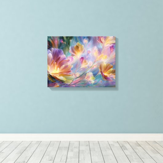 Abstract dreamy floral garden canvas afdruk (Insitu (Houten vloer))