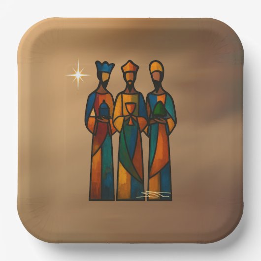 Abstract Drie Wijzen Papieren Bordje (Voorkant)