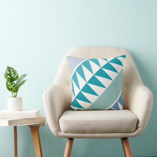 Abstract driehoekje blauw groen patroon kussen
