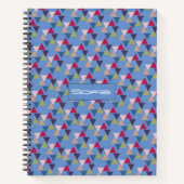 Abstract driehoekspatroon, blauw notitieboek (Voorkant)
