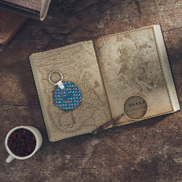 Abstract driehoekspatroon, blauw sleutelhanger