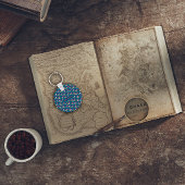 Abstract driehoekspatroon, blauw sleutelhanger