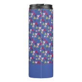 Abstract driehoekspatroon, blauw thermosbeker (Achterkant)