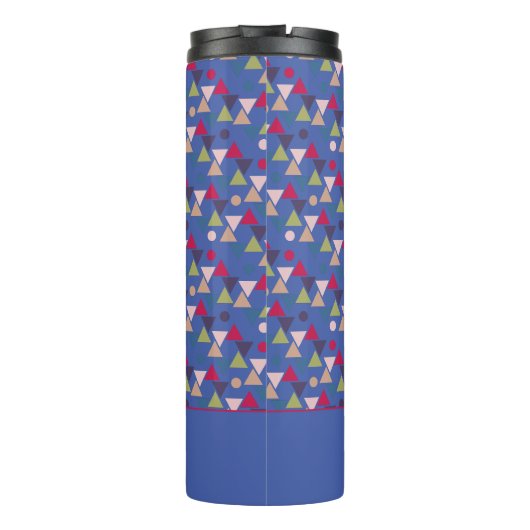 Abstract driehoekspatroon, blauw thermosbeker (Achterkant)
