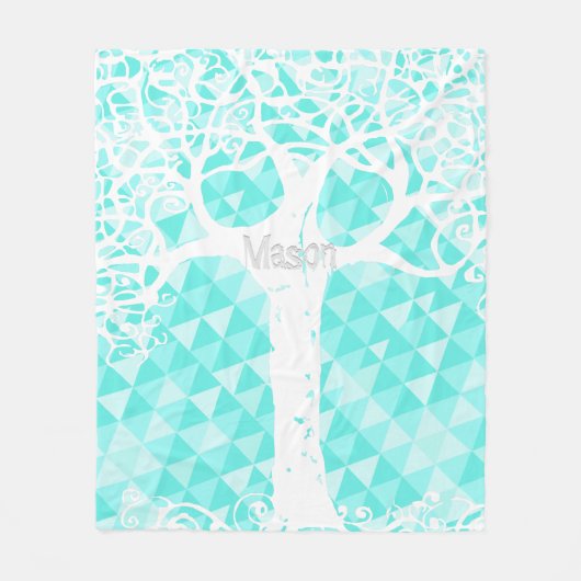 Abstract driehoekspatroon in Wilde en Vrije Munt Fleece Deken (Voorkant)