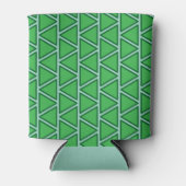Abstract Driekleurig Groen Driehoekpatroon Blikjeskoeler (Voorkant)