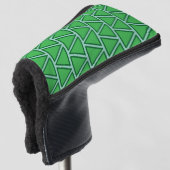 Abstract Driekleurig Groen Driehoekpatroon Golfheadcover (3/4 voorkant)