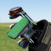 Abstract Driekleurig Groen Driehoekpatroon Golfheadcover (Insitu)