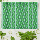Abstract Driekleurig Groen Driehoekpatroon Theedoek (Gevouwen)