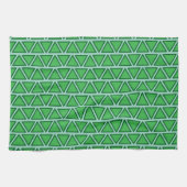 Abstract Driekleurig Groen Driehoekpatroon Theedoek (Horizontaal)
