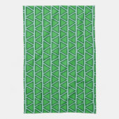 Abstract Driekleurig Groen Driehoekpatroon Theedoek (Verticaal)