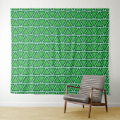 Abstract Driekleurig Groen Driehoekpatroon Wandkleed (In Situ (horizontaal))