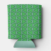 Abstract driekleurig groen driehoekspatroon blikjeskoeler (Achterkant)