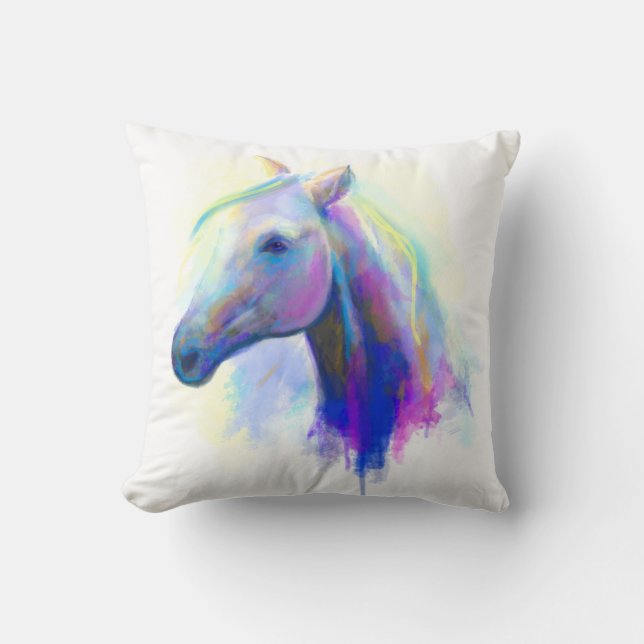 Abstract driekleurig paard met meerdere kleuren kussen (Voorkant)