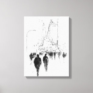 Abstract druk straatbeeld canvas afdruk