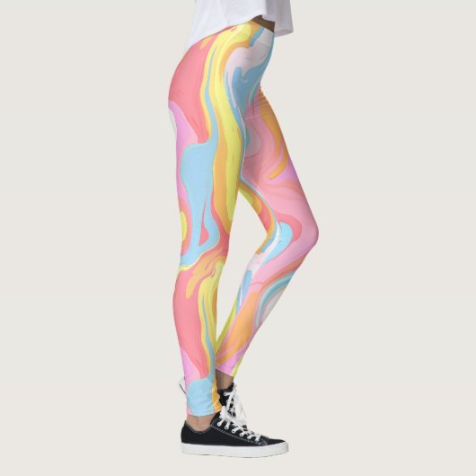 Abstract druppelen verf ontwerp pastel Leggings (Rechts)