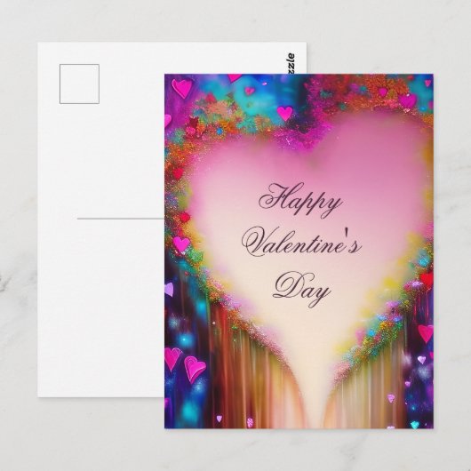 Abstract druppelend bloemhart valentijn briefkaart (Voorkant / Achterkant)
