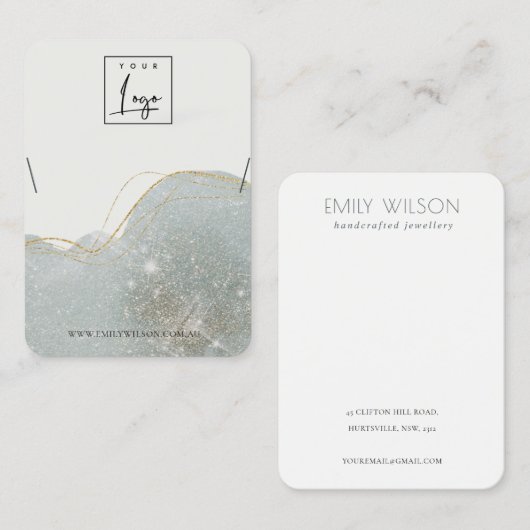 Abstract Dusky Glitter Shiny Ketting Display Visitekaartje (Voorkant / Achterkant)