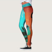 Abstract Dynamisch Oranje Groen Blauw Zwart Leggings (Links)