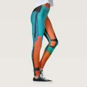 Abstract Dynamisch Oranje Groen Blauw Zwart Leggings (Rechts)