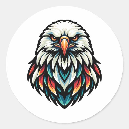 Abstract Eagle Portret in levendige kleuren Ronde Sticker (Voorkant)
