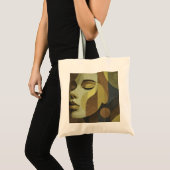 Abstract Earth-Tone Face Tote Bag (Voorkant (product))