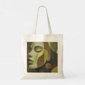 Abstract Earth-Tone Face Tote Bag (Achterkant)
