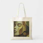 Abstract Earth-Tone Face Tote Bag (Voorkant)