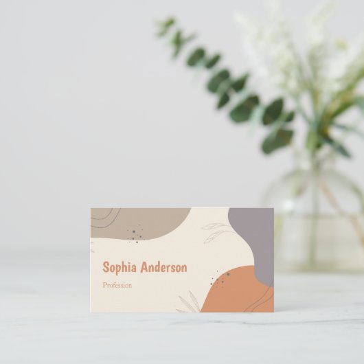 Abstract Earth-Tone Minimalistisch Visitekaartje (Staand voorkant)