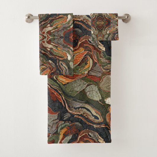 Abstract Earth Tone Swirl Pattern Bad Handdoek (Insitu)