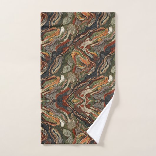 Abstract Earth Tone Swirl Pattern Bad Handdoek (Handdoek)
