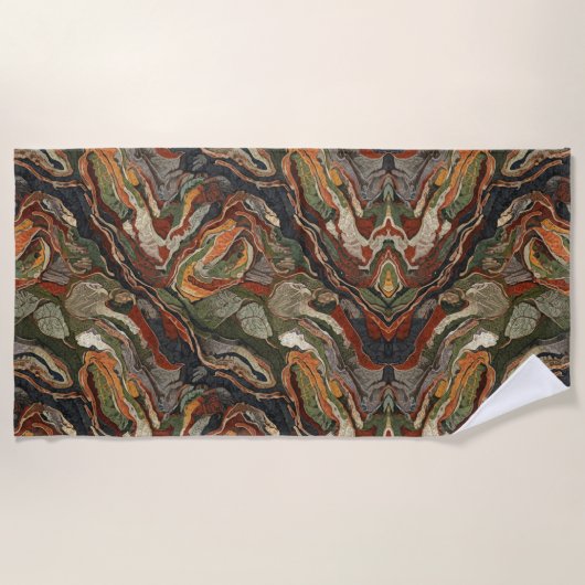 Abstract Earth Tone Swirl Pattern Strandlaken (Voorkant)