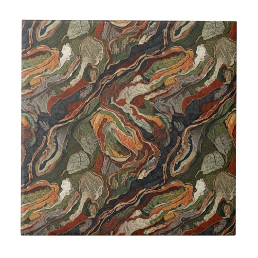 Abstract Earth Tone Swirl Pattern Tegeltje (Voorkant)