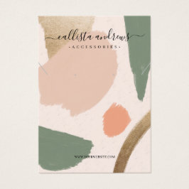 Abstract Earth Tones Gold Earring Ketting Display Visitekaartje