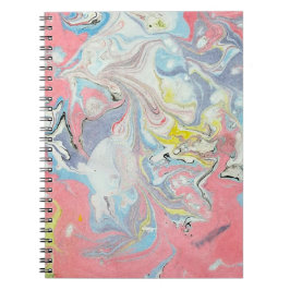 Abstract Ebru Water Marbling Pastel Heart Shaped Notitieboek