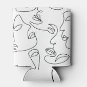 Abstract één lijn gezichtspatroon blikjeskoeler (Achterkant)