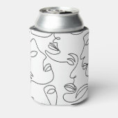 Abstract één lijn gezichtspatroon blikjeskoeler (Blikje Achterkant)