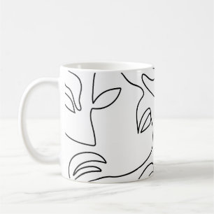 Abstract één lijn gezichtspatroon koffiemok
