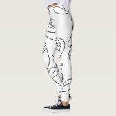 Abstract één lijn gezichtspatroon leggings (Links)