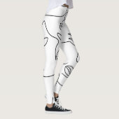 Abstract één lijn gezichtspatroon leggings (Rechts)
