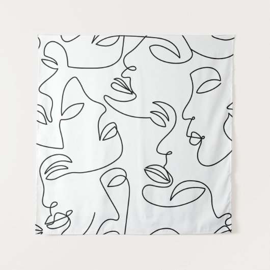 Abstract één lijn gezichtspatroon wandkleed (Voorkant)