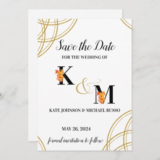 Abstract Eenvoudig Sinaasappel Gladiolus Letters B Save The Date (Voorkant / Achterkant)