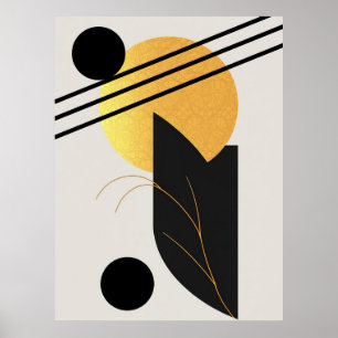 Abstract eenvoudige mooie elegante gouden zwarte p poster