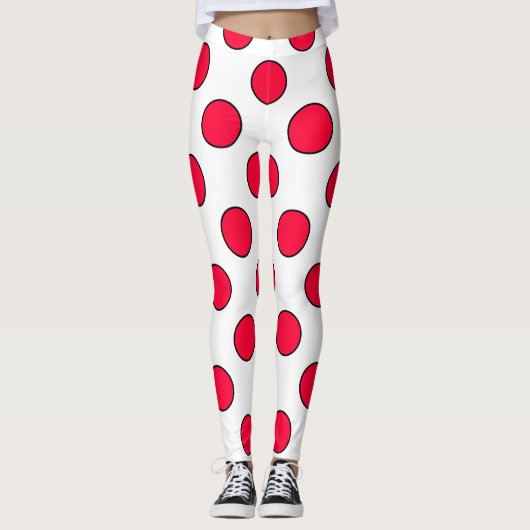 Abstract eenvoudige , stijlvolle rode witte poolpu leggings (Voorkant)