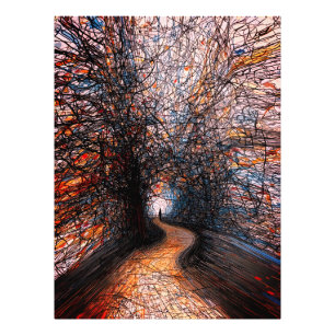 Abstract Eenzaamheidsweg – Kleurrijk Boompad Foto Afdruk