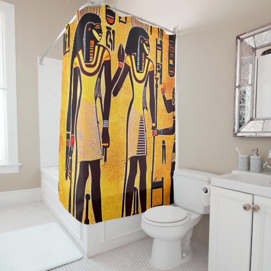 Abstract Egyptisch Hieroglyphs Shower Curtain Douchegordijn (In situ)
