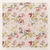 Abstract Elegance florale patroon 3 Glazen Onderzetter (Voorkant)