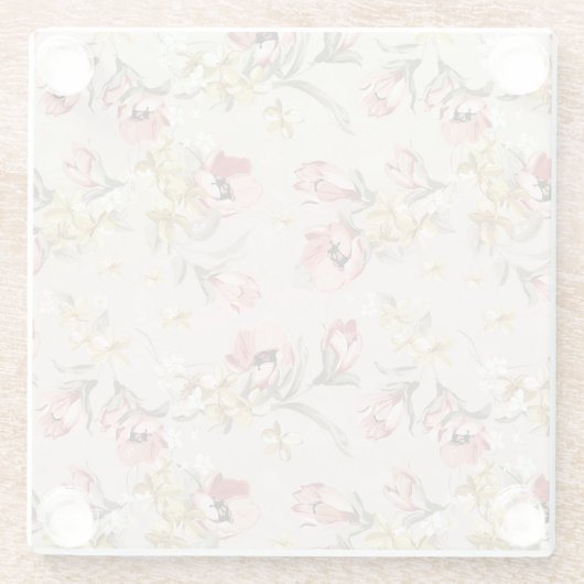 Abstract Elegance florale patroon 3 Glazen Onderzetter (Achterkant)