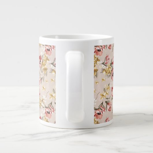 Abstract Elegance florale patroon 3 Grote Koffiekop (Achterkant)