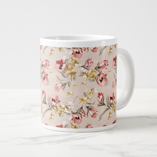 Abstract Elegance florale patroon 3 Grote Koffiekop (Voorkant rechts)